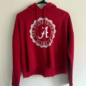 University of Alabama Red Cropped Hoodie Sweater